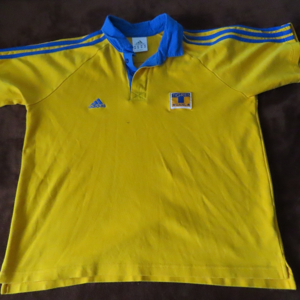 Tigres UANL  Soccer Football Adidas yellow Polo Shirt Men's Large